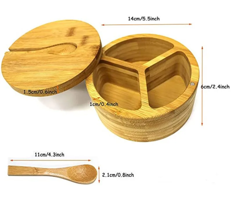 Bamboo Spice Jar Organizer With Bamboo Lid And Bamboo Spoon Spice Jar Set