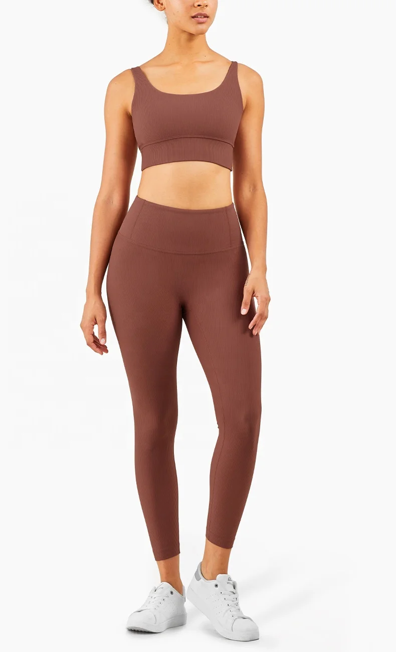 Ptsports 2022 new arrival rib fabric women yoga set private label gym fitness yoga clothes