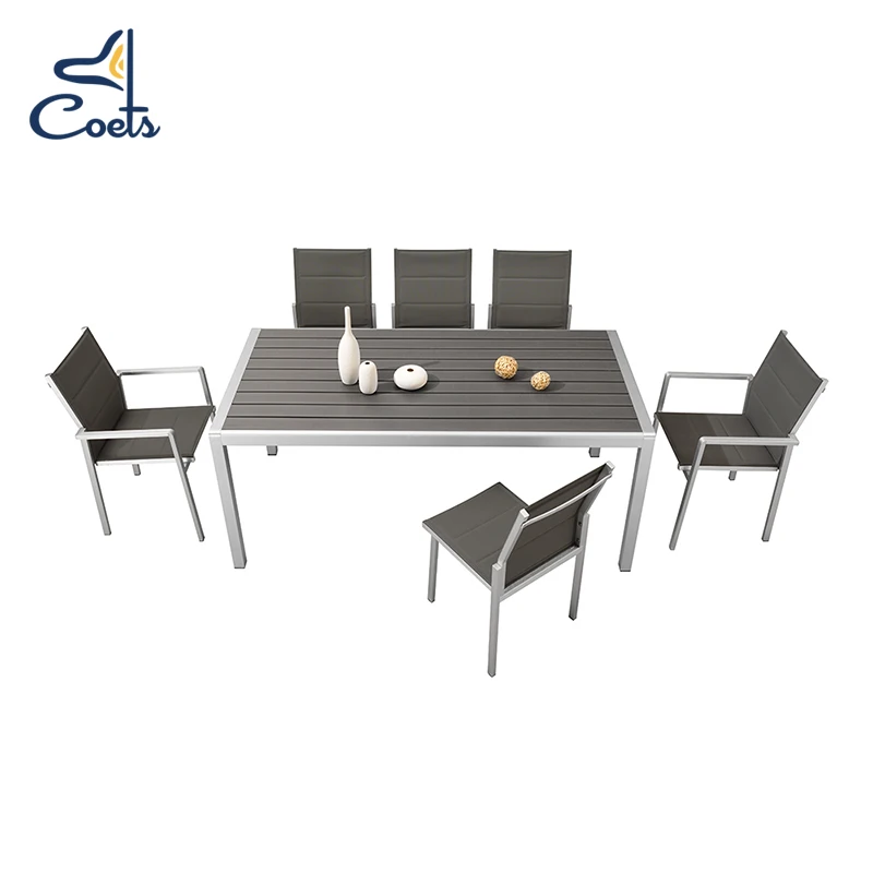 Outdoor Patio Dining Set Sale Furniture Table Umbrella Square Plastic wood And Chair Unique Design Garden Dining Table
