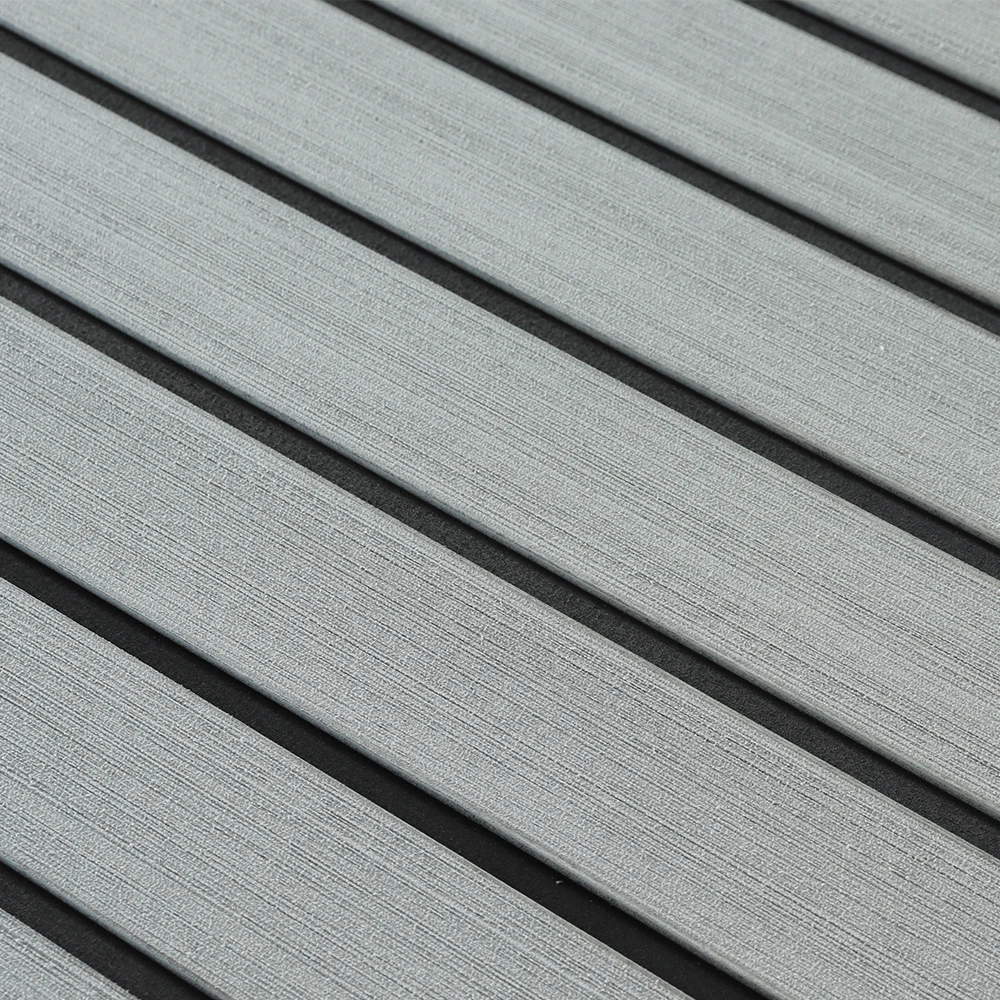 QTMat Light Grey + Black Color Anti-slip UV- Resistant EVA Foam Faux Teak Sheet Recreational Vehicle RV Car Boat Flooring