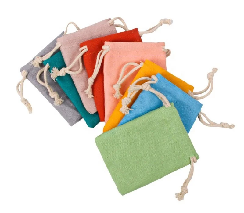 Logo Print Muslin Drawstring Bags  Muslin Wedding Gift Bag  Cotton Muslin Bag