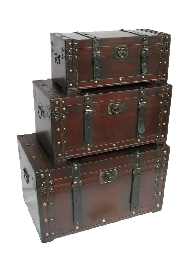 Оптовая продажа деревянный багажник для хранения античный винтажный декоративный пароход