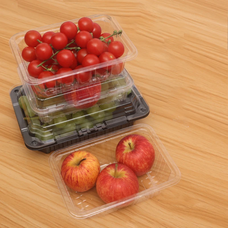 Wholesale transparent disposable fruit box food grade PET vegetable packaging box