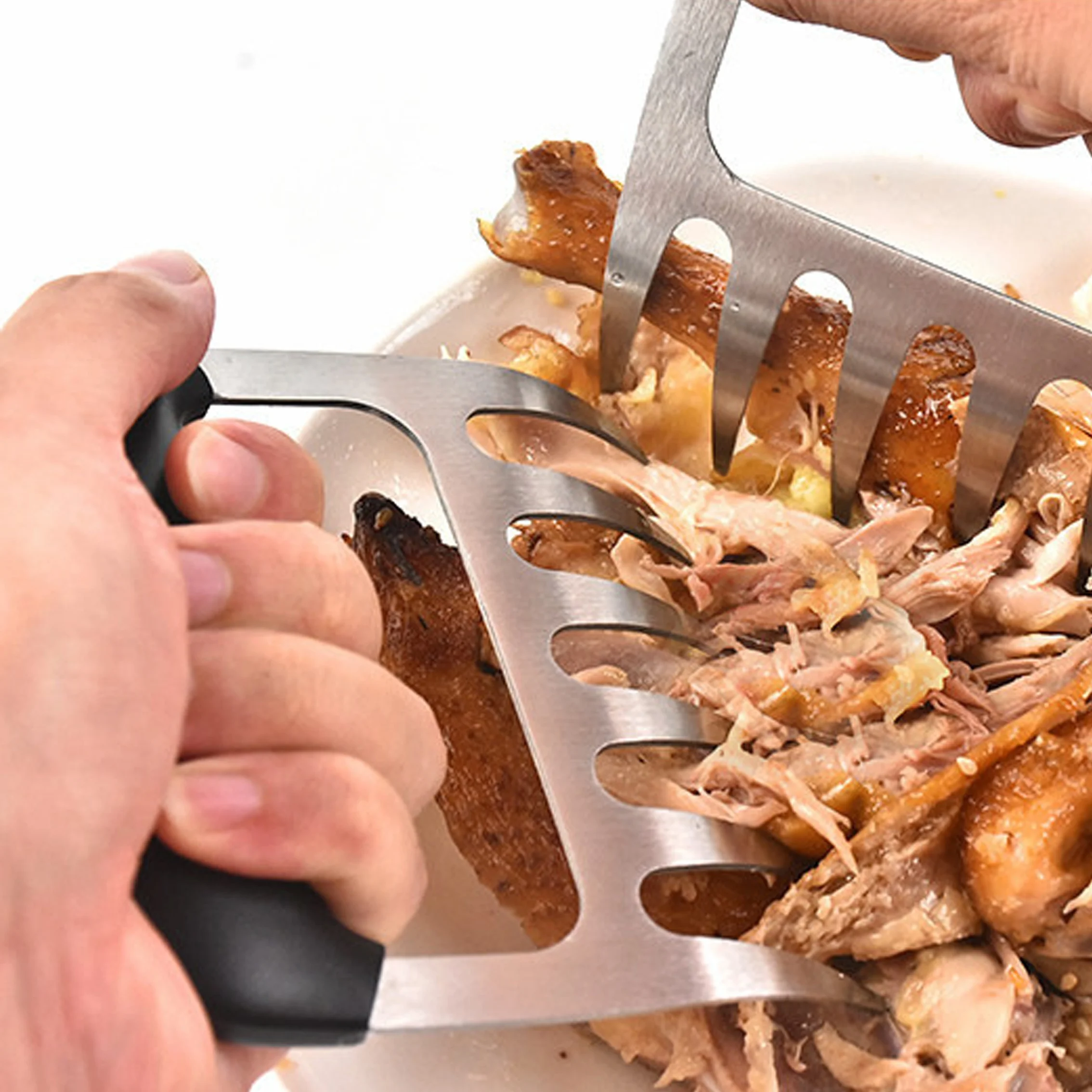 Hot Selling Bbq Tool Shredding Forks Barbecue Stainless Steel Meat Shredder Claws With Plastic Handle Bbq Creative Tool