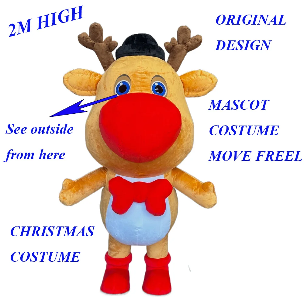 Popular Advertising Inflatable Adults Christmas Reindeer Mascot Costume Custom Made Cartoon Character Walking Party Costume