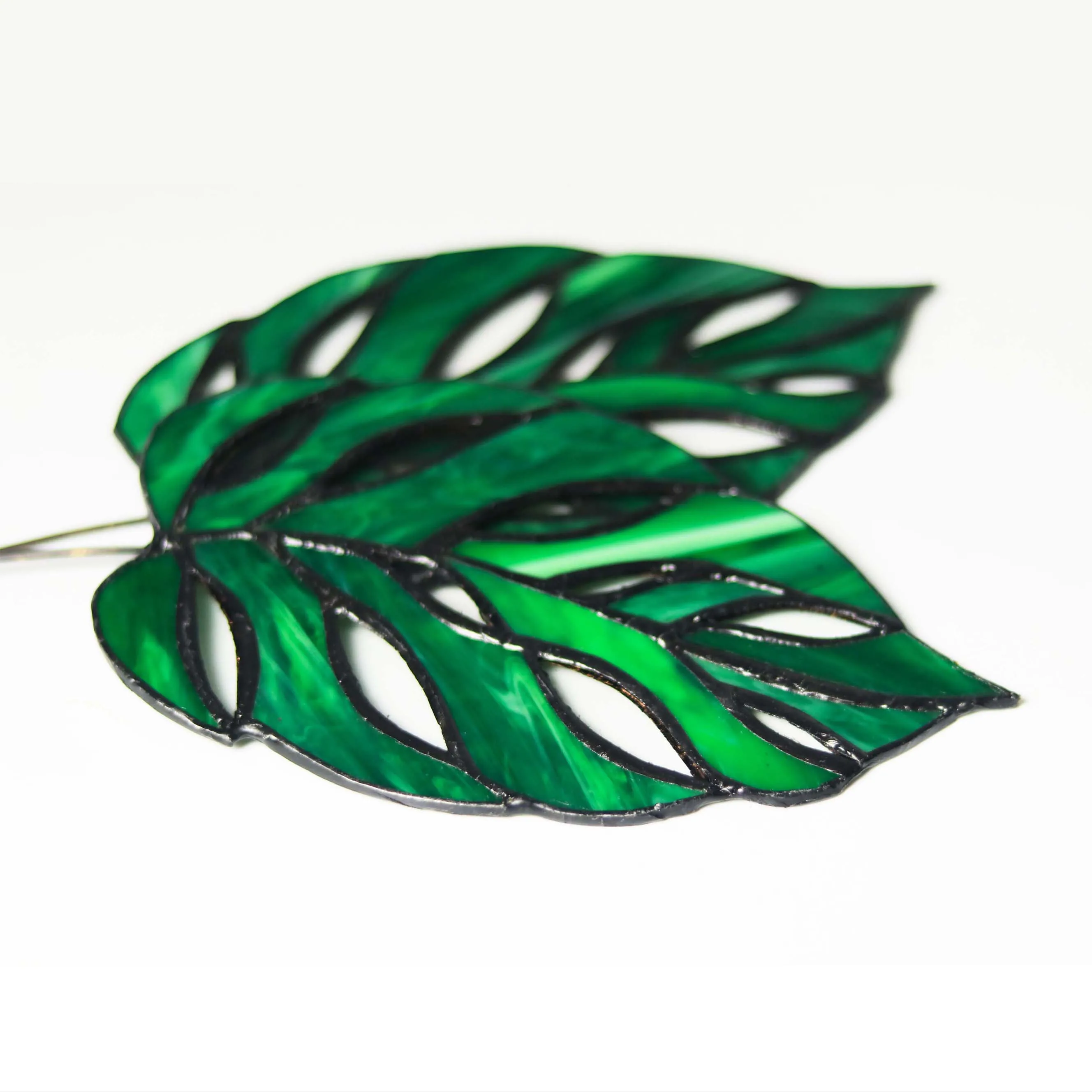 Monstera Leaves Stained Glass Home Table Desk Plant Decor Garden Plant Window Wall Art Mothers Gift Window Cling