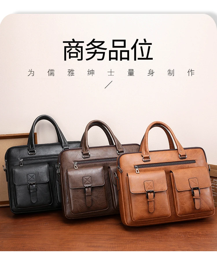 2024 Hot-selling Office Single Shoulder Cross Bag PU Leather Briefcase Business Bag for Man