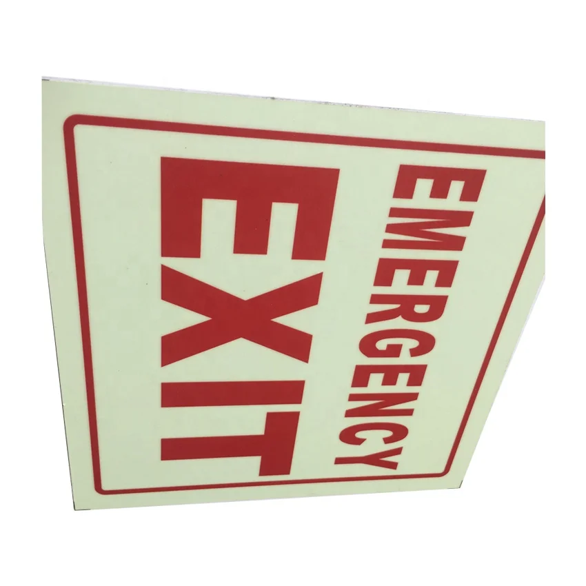Luminous exit signs 1.2mm Photolumines Fire Emergency Exit Sign combo