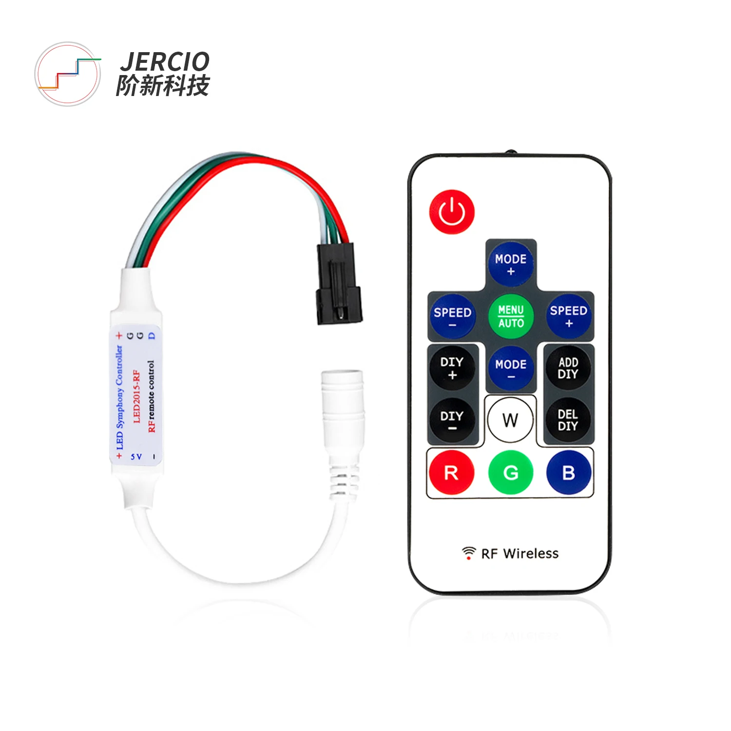 Jercio DC5V-24V WS2811 WS2812B Controller 14key Remote RF Wireless Mini 3pin Controller for RGB LED Strip Light