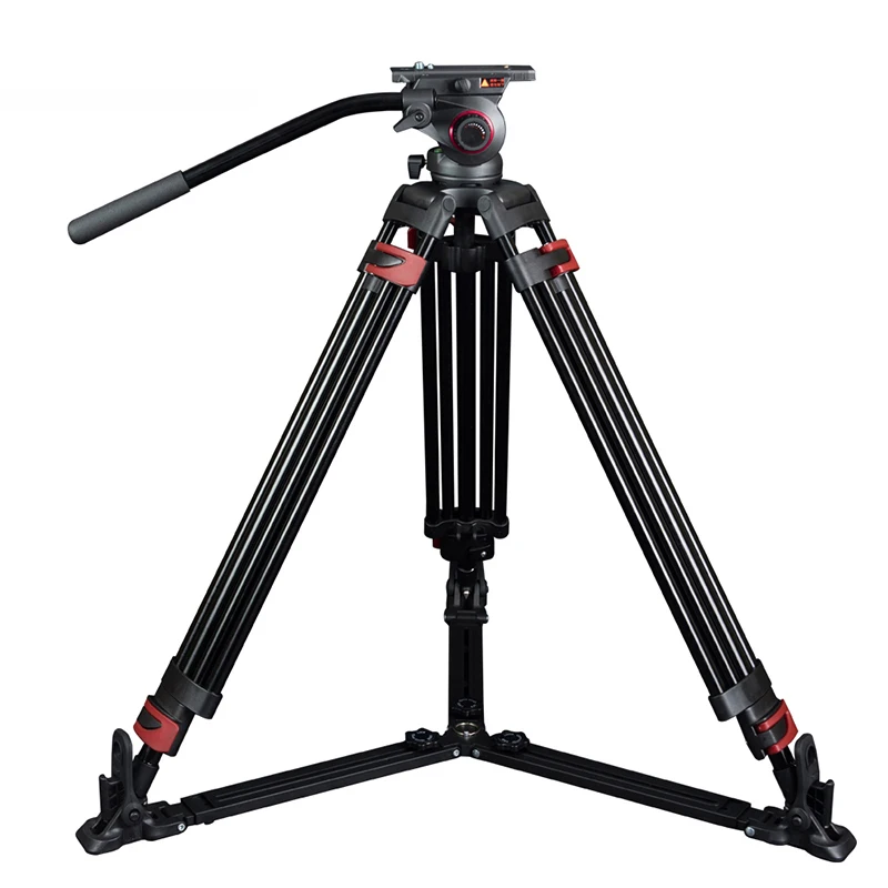 Came-TV TP-609A 3-Section Aluminum Video Tripod with Fluid Bowl Head and Ground Spreader and Bag Max Load 33 Lbs