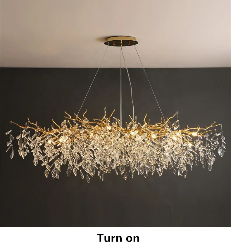 Hot Sale New Luxury Creative Design Tree Shape for Living Room Dining Room K9 Crystal Oval Chandelier