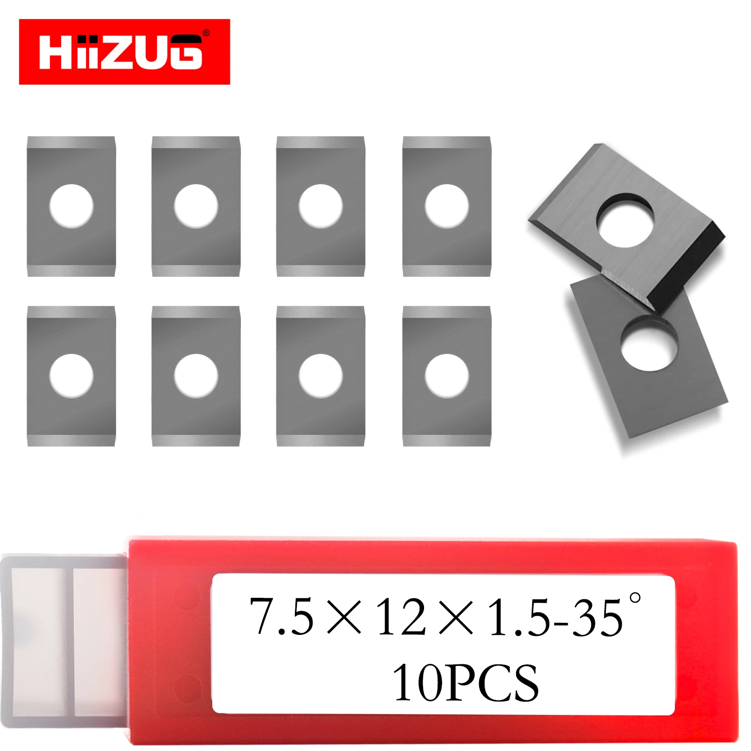 Hiizug 7.5x12x1.5mm Reversible Tungsten Knives 7.5mm Square Carbide Inserts Woodworking Carbide Insert Cutting Tools