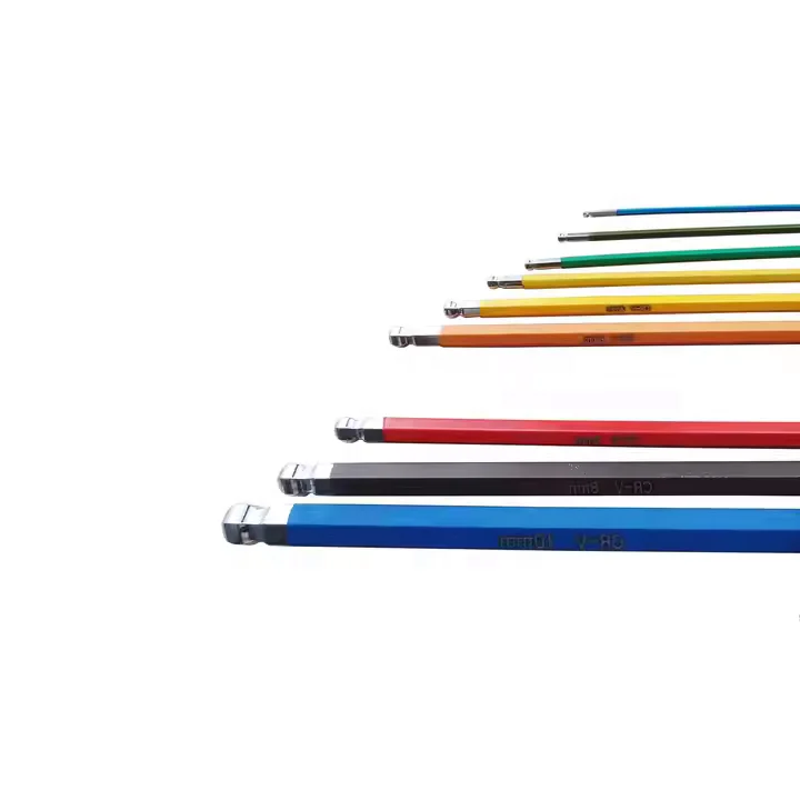High Quality Hot Sale Oem 9PCS Multi Color Long Arm Ball-End Chrome vanadium steel Allen Hex Key Set