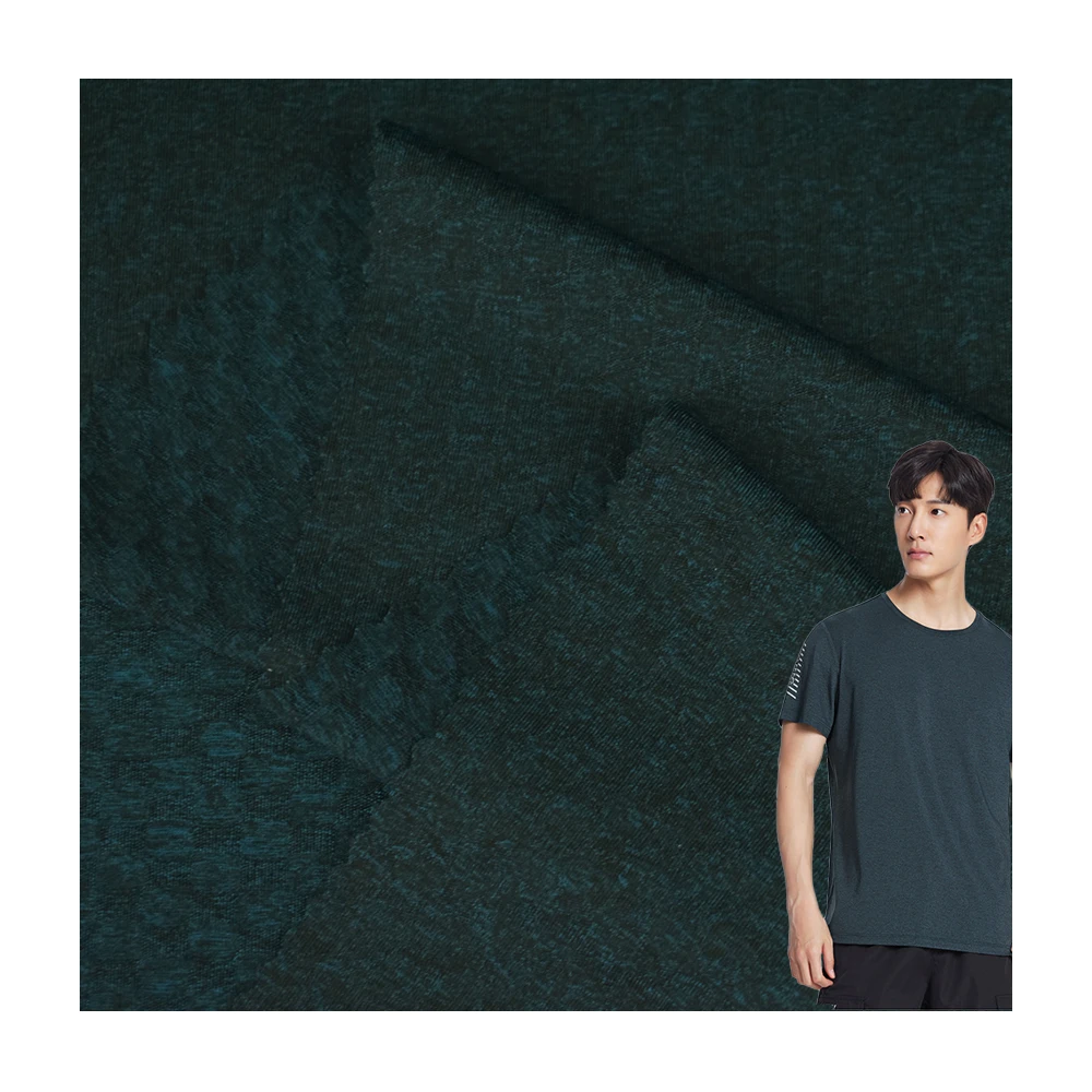 New fashion single check jacquard nylon polyester knitted spandex fabric for T-shirt 170gsm