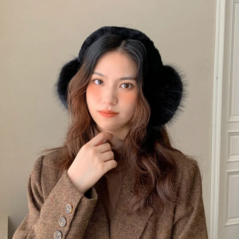 Fashion Cute Winter Outdoor Warm Fur Plush Foldable Earmuff Solid Color Thickening Folding Portable Windproof Ear-muffe