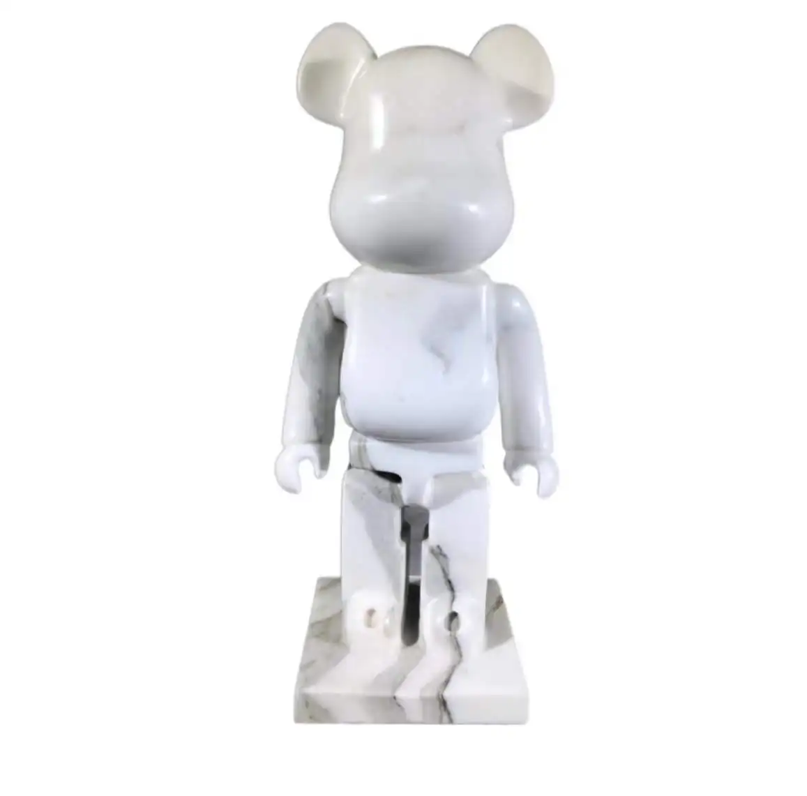 Hot Sales Calacatta White Marble Hand Carved Gloomy Bear Stone Sculptures For Home Decoration