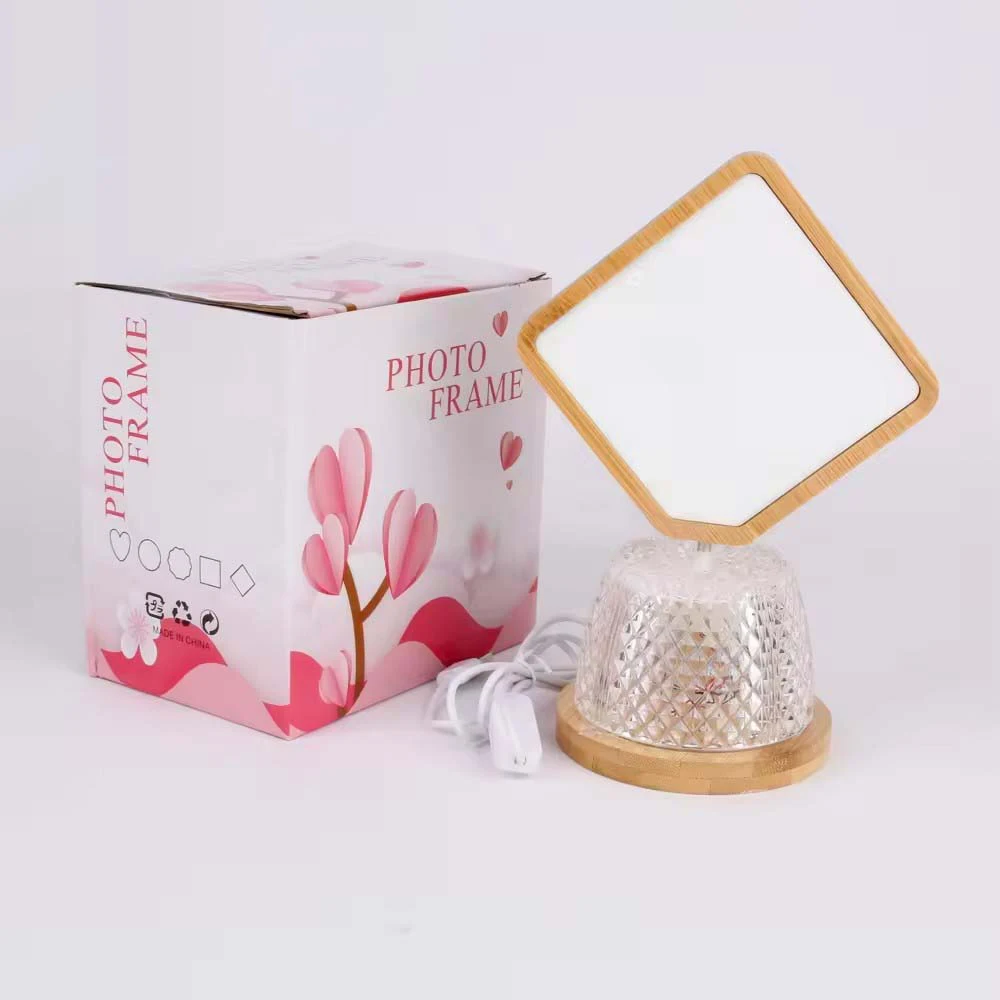 Mida New Design Blanks Sublimation Night Lamp Wooden New Rotate Photo Frame With USB For DIY Printing