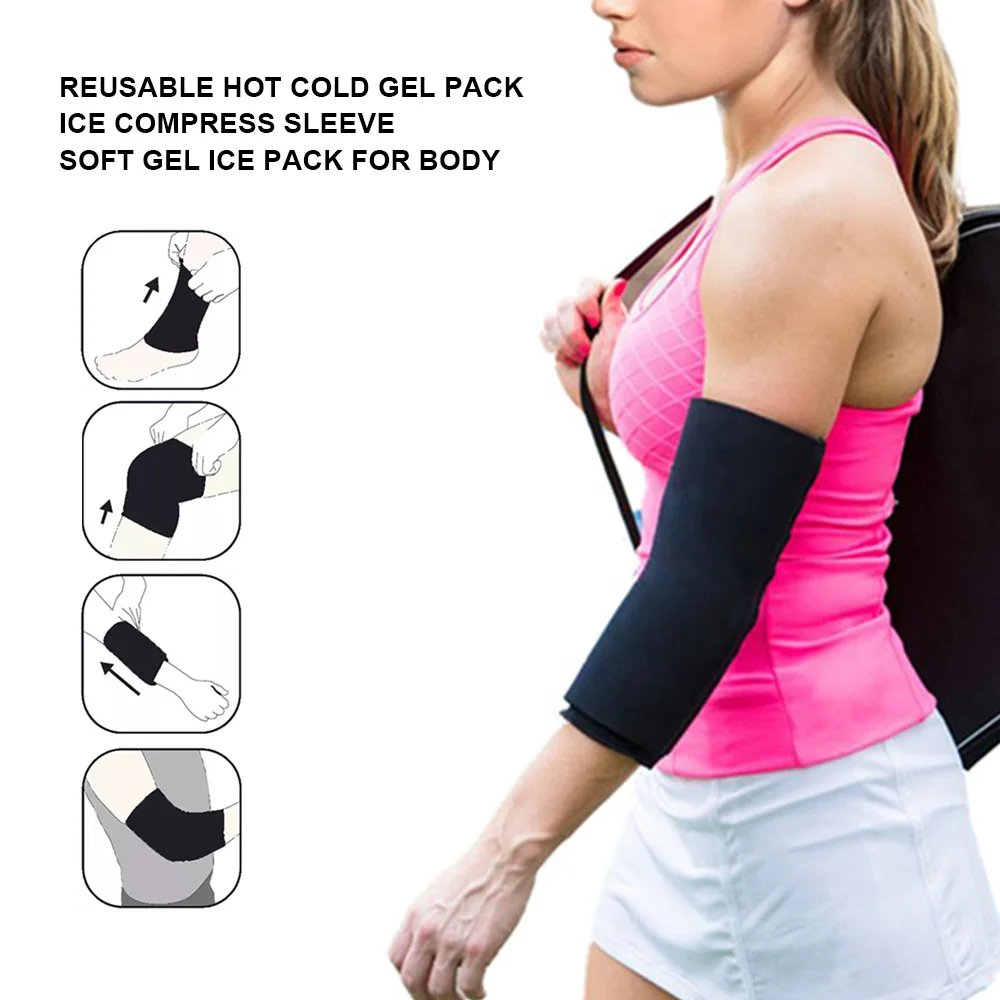 Reusable Hot Cold Therapy Compression Sleeve Ice Pack Gel Freeze Sleeve for Arms Knees Legs Elbow