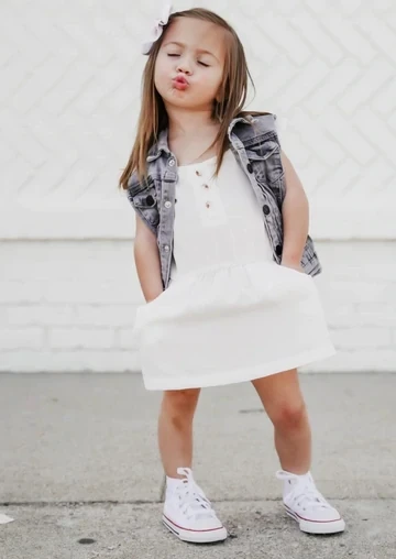 Cute baby girls summer flutter dress sleeveless solid pockets tunic dress