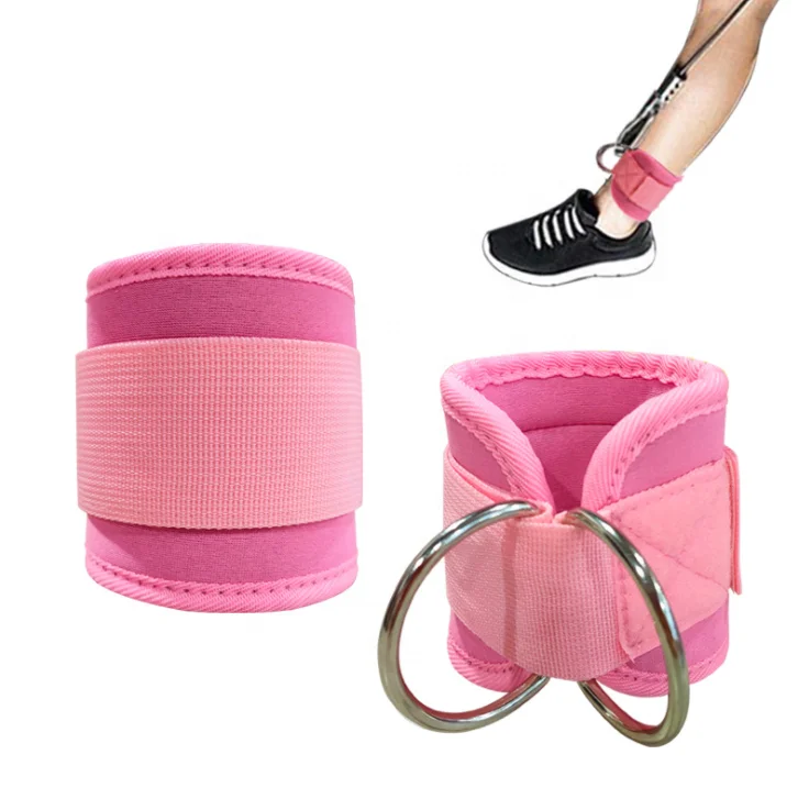 Custom neoprene adjustable D-Ring ankle straps cuffs for cable