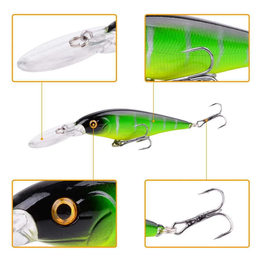 Economic plastic artificial long tongue minnow bait 10 colors fishing lure
