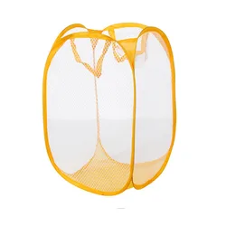 High capacity folding dirty clothes basket mesh laundry wash bag