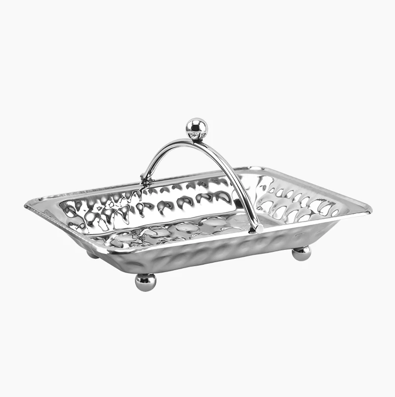 Nordic Decoration Kitchen Dinning Metal Hanging Mirror Polished Square Stainless Steel Serving Tray Fruit Tray