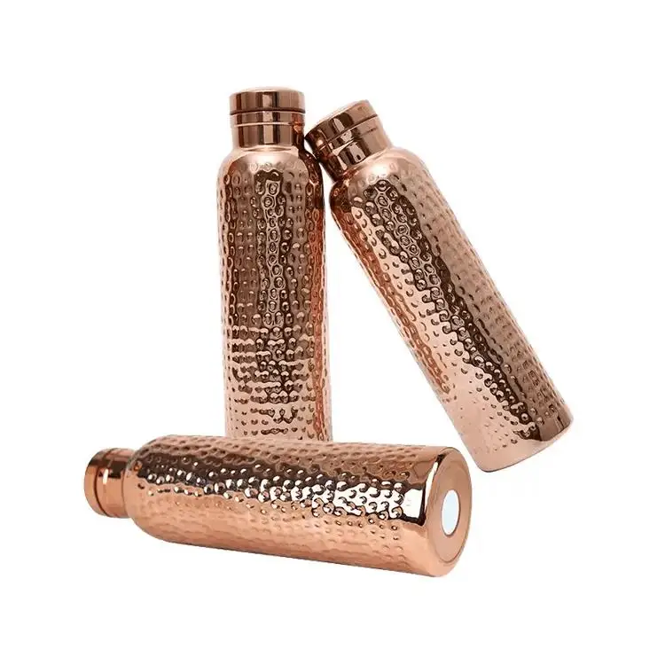Ailingalaxy 620ml Handmade Solid Copper Water Bottles Leak-proof Bottle Seal Joint Free Hammered