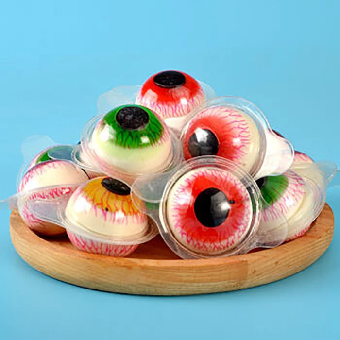 Halloween Holiday Candy Manufacturers Bulk Halal Soft Sweets Jelly Eyeball Eyes Gummy Candy