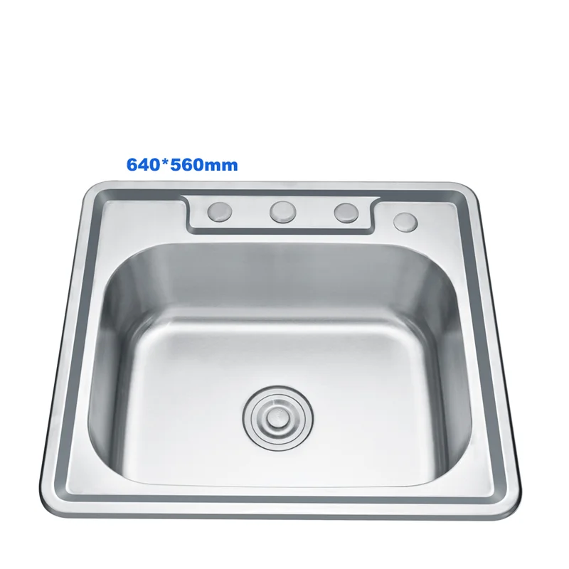 SP-6456 SUS304 Stainless steel Top mount three holes sink kitchen pilar fregaderos de cocina de acero inoxidable for kitchen