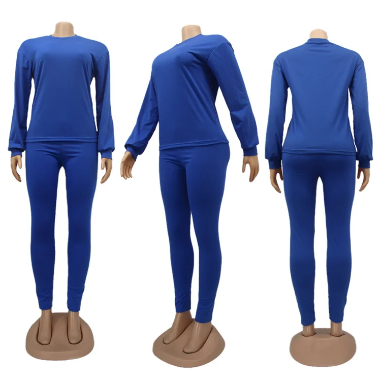 Ladies Long Sleeve Top And Pants Multicolor Jogging Sweatsuit Plus Size Autumn Women Two Piece Set