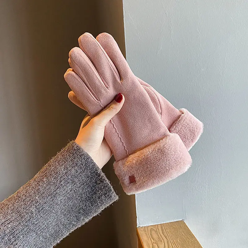 Ladies Warm Gloves Winter Glove Velvet Plus Thickening Touch Screen Riding Gloves For Women