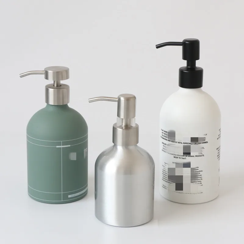 Metal aluminum can bottle 100ml 250ml 350ml 500ml white black aluminum spray pump cosmetic bottle screw cap