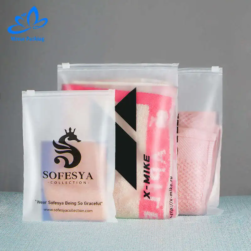 Custom Printed Poly Bags Clothes Packaging Frosted Plastic Ziplock Bag For Clothes Packaging