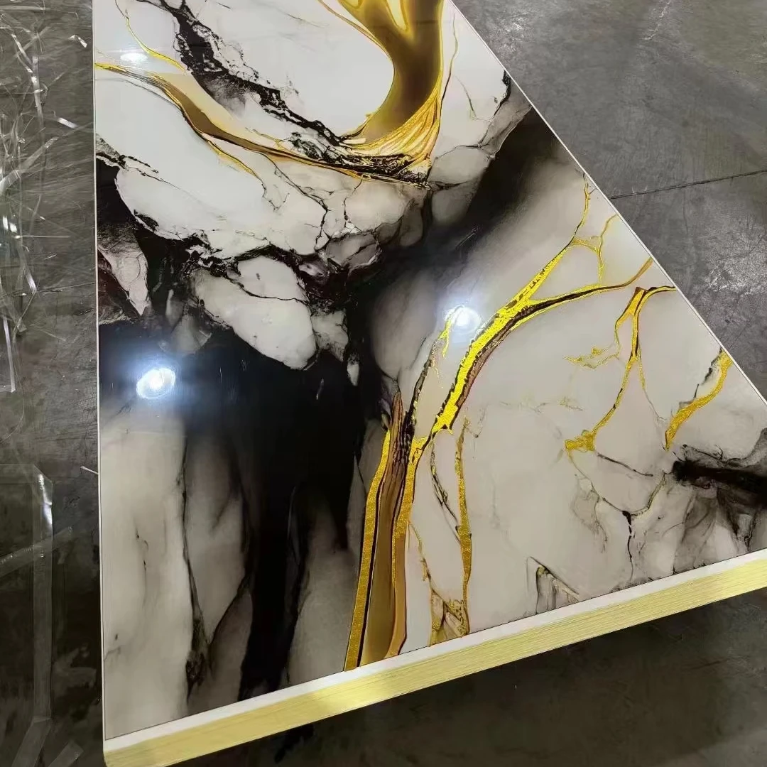 Digital Printing Faux Marble Wall Paneling PET Bamboo Charcoal Wood Veneer Panel For Entertainment Decoration