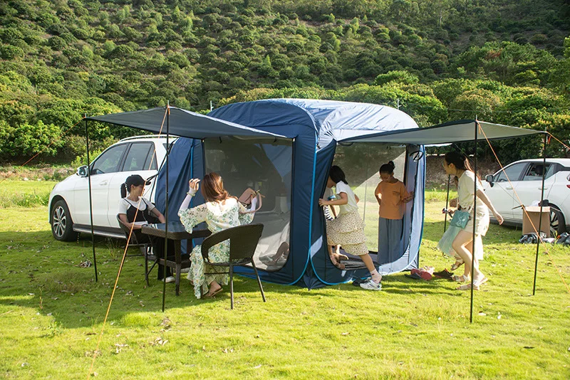 Pop Up Car Rear Tent Outdoor Camping Hiking Sunshade Tents Waterproof Windproof Self-driving Tour Car Rear Awning Trunk Tents