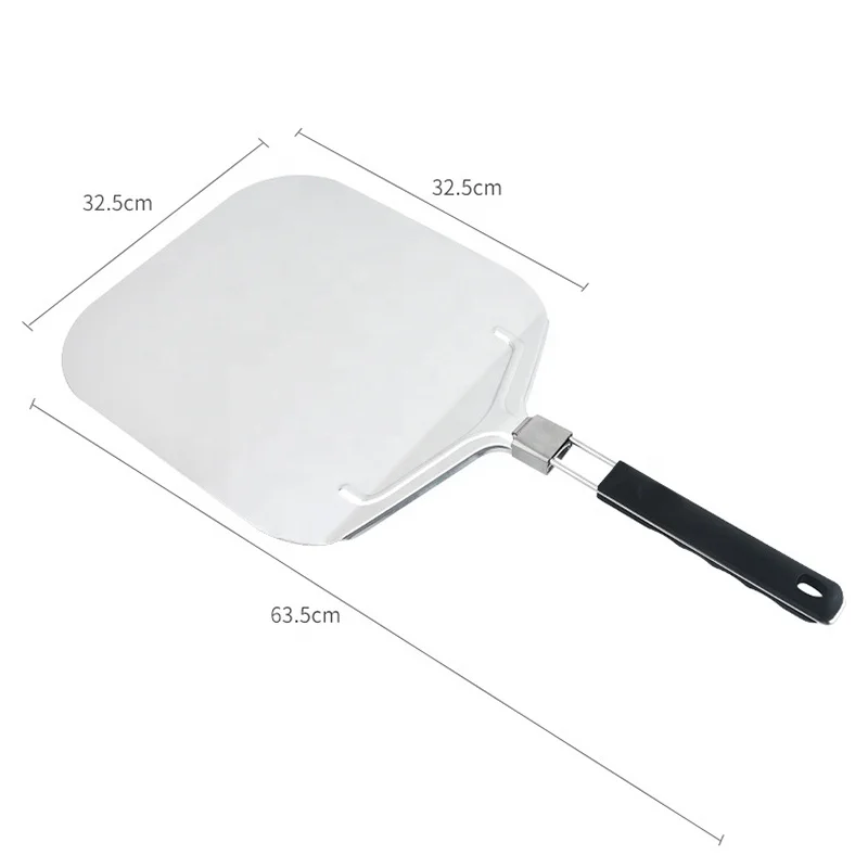Ready to ship 2pk pizza tools set aluminum foldable turning pizza paddle peel  with soft touch foldable handle and pizza cutter