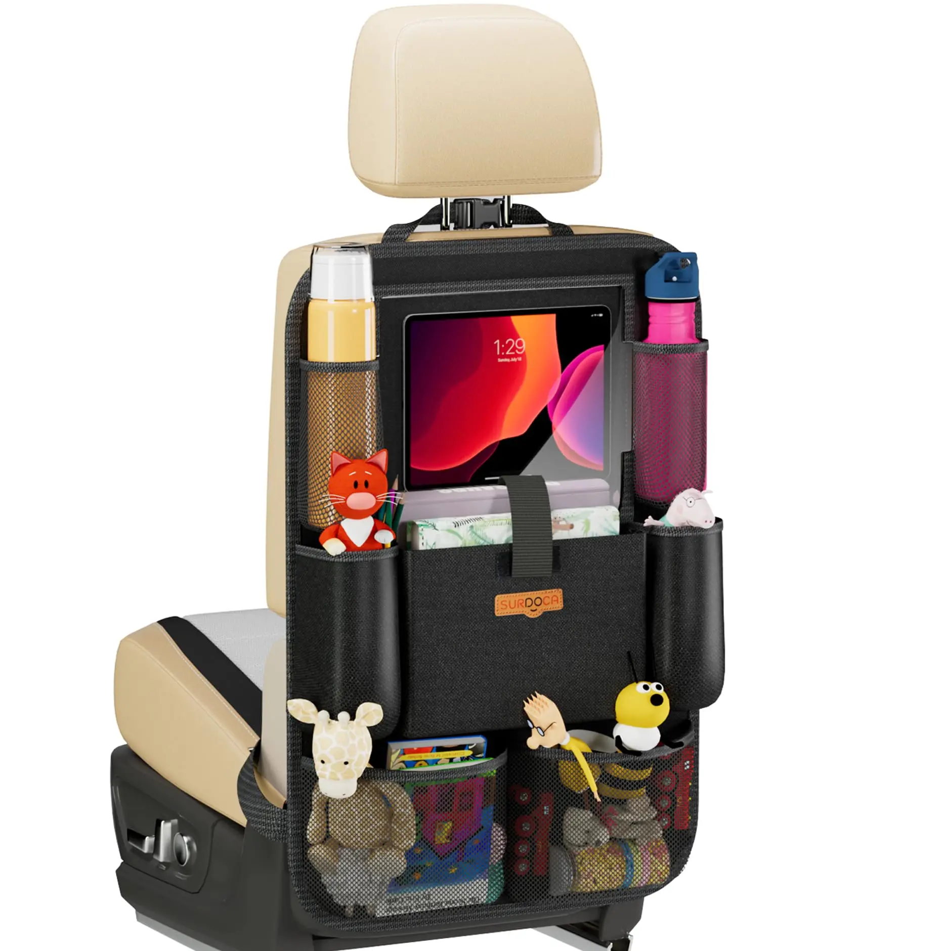 QEEPEI Back Seat Organizers and Storage Bag with Touch Screen Tablet Holder for Kids Road Trip Essentials car organizer