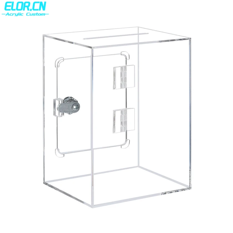 Elor Customized Transparent Acrylic Square Piggy Banks With Lock For Children Saving Money Collection Box For Adults