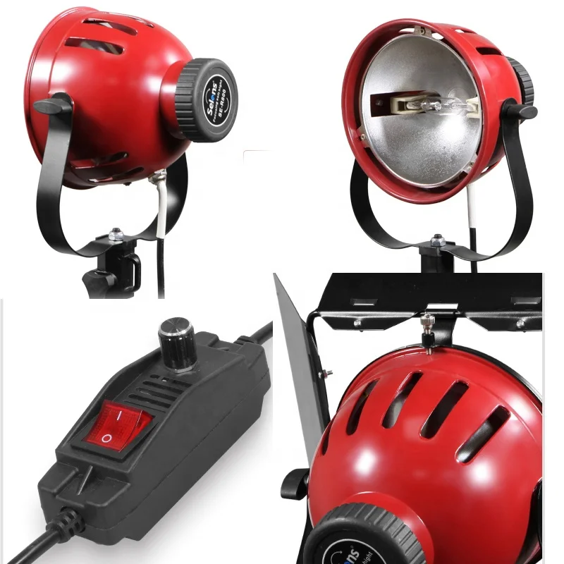 2400W Dimmable Tungsten Halogen Photo Video Hot Light Continuous Red Head Light Kit for Photography and Video