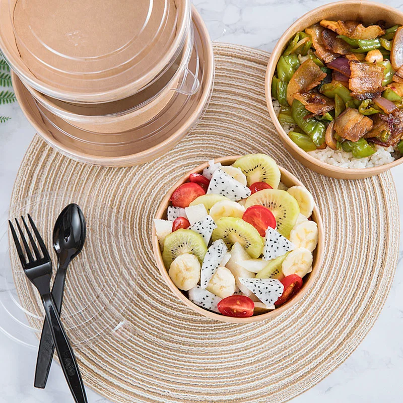 Одноразовая суповая чаша для мороженого йогурта На Заказ Круглая Бумажная на заказ с крышкой