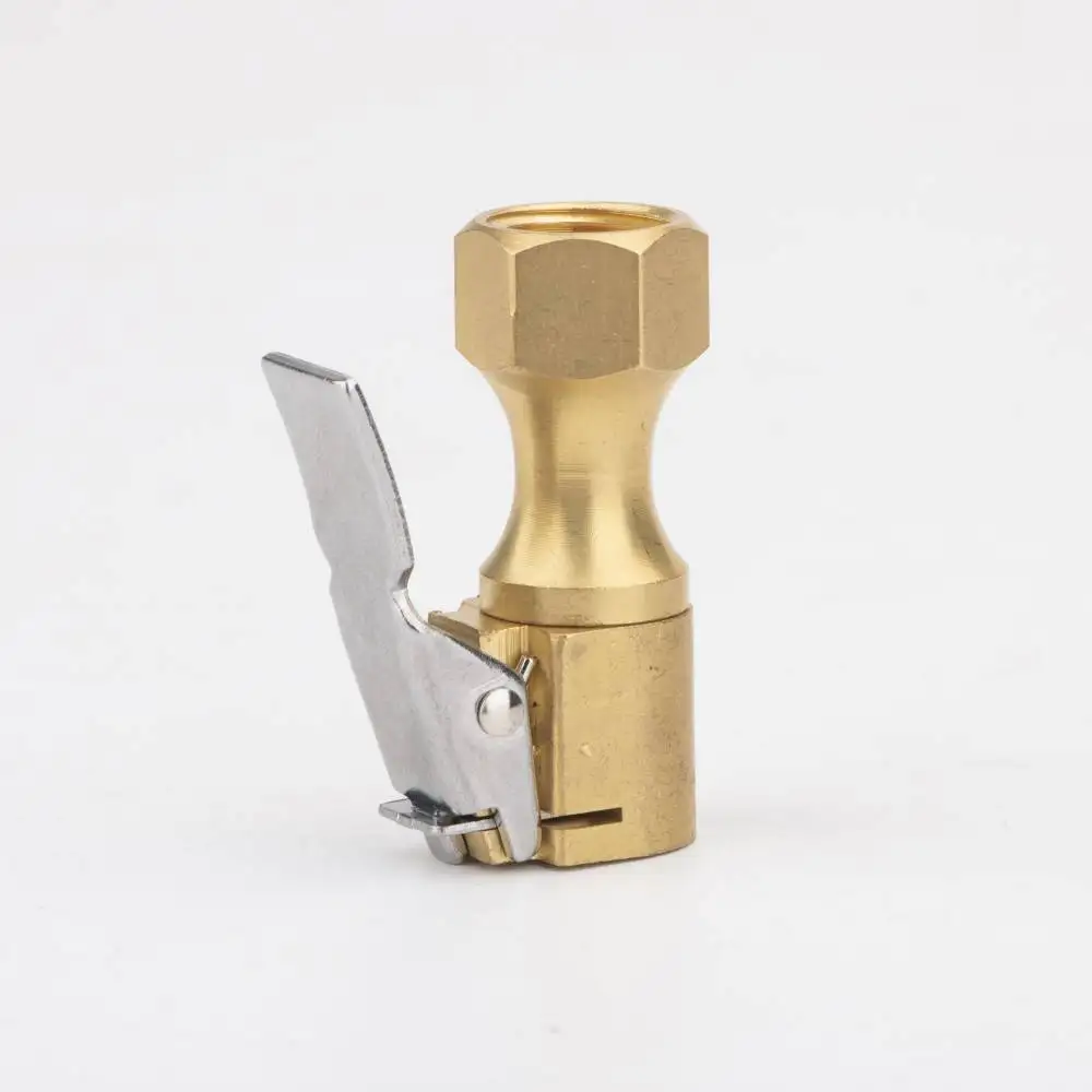 AC01A  Air Chuck for tires, Heavy Duty Closed Flow Lock On Tire Air Chuck with Clip for Inflator Gauge
