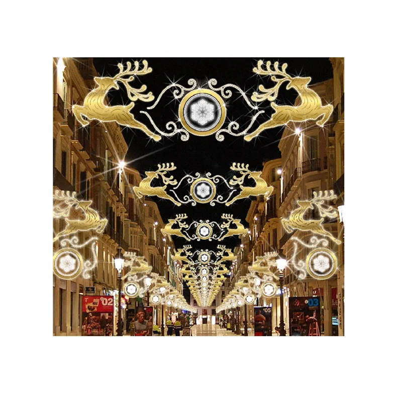Newest Outdoor Giant LED Christmas Decoration Large 2D Deer Sculpture Street Motif Lights