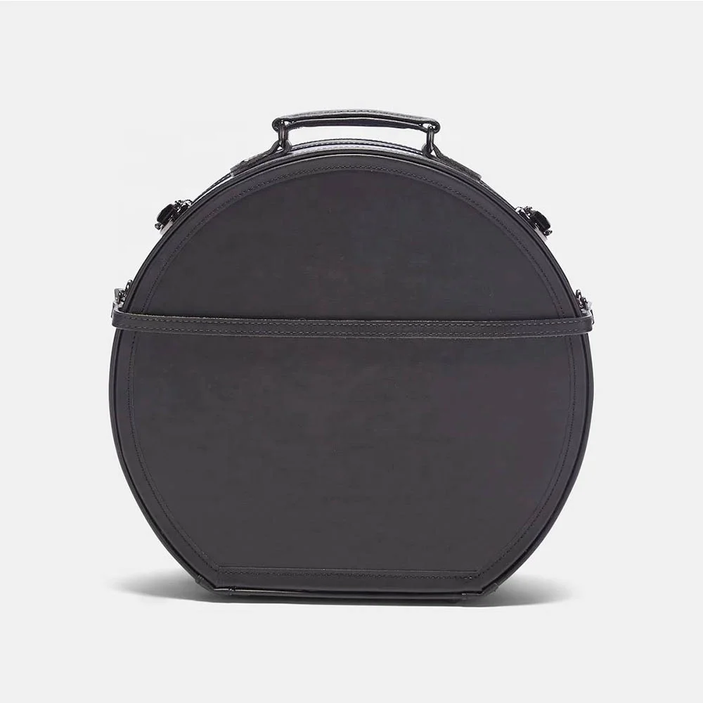 2021 hot sale black mens leather hat box for suitcase