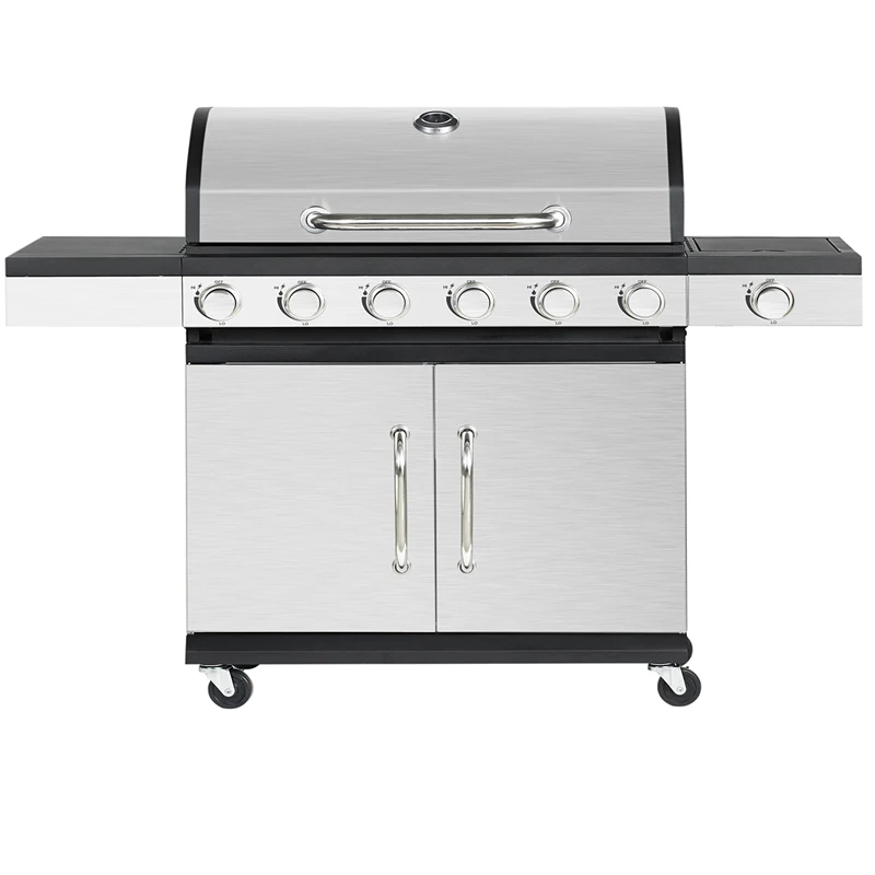 2024 Wholesale stainless steel warming rack 6+1 burner  gas grill Gas Mixed Grill  Indoor Family Event Party Camping Party Grill