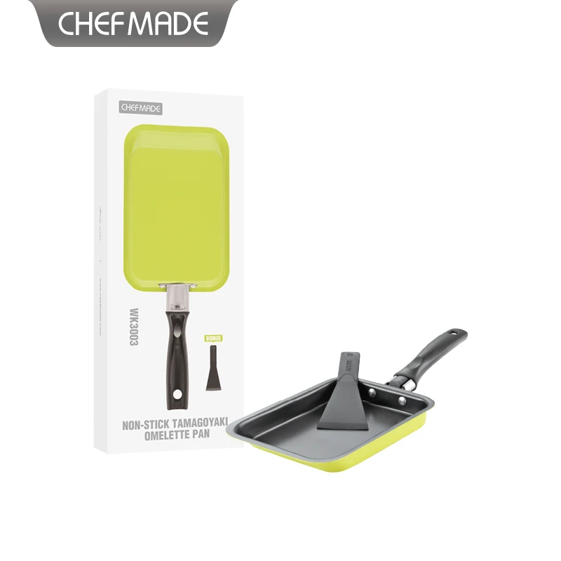 Non-stick carbon steel dazzle colour egg roll frying pan with handle mini pancake pan