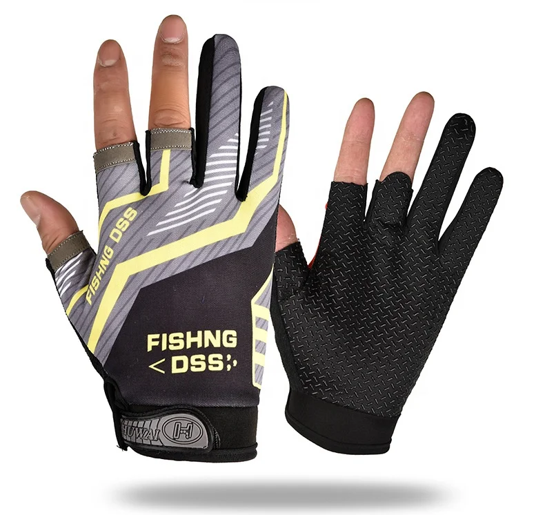 
Fishing sports outdoor three-finger non-slip quick-drying Velcro male female fishing gear protection cycling, camping gloves 