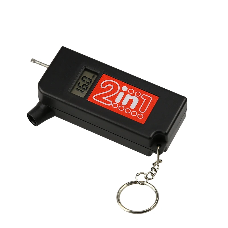 Key-chain  Mini Digital LCD display with depth gauge tire pressure gauge for Car Bike