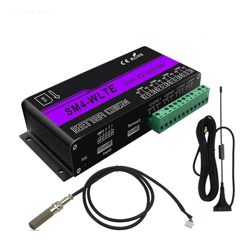 Пульт дистанционного управления SMS GSM 4G LTE APP, 4-канальный реле, Переключатель ВКЛ/ВЫКЛ SM4, датчик температуры и влажности на выбор