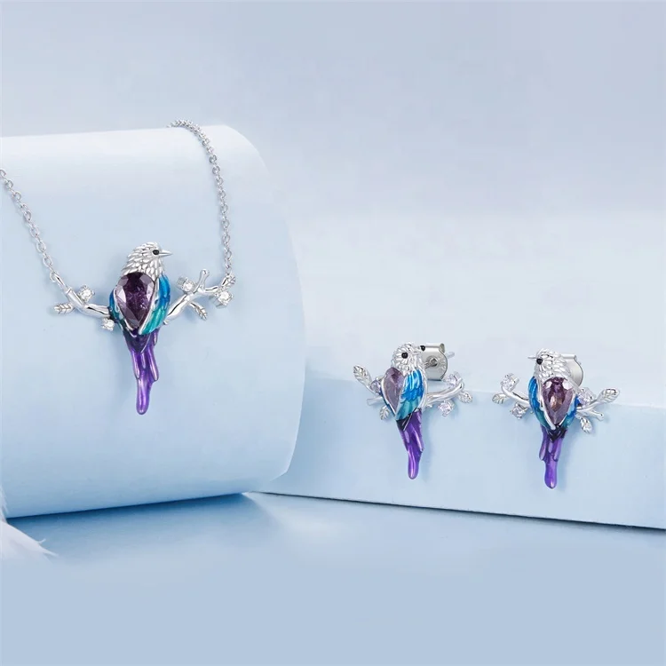 Youchuang wholesale beautiful women 2 piece jewelry set luxury designer fashion jewelry 925 silver animals enamel jewelry sets